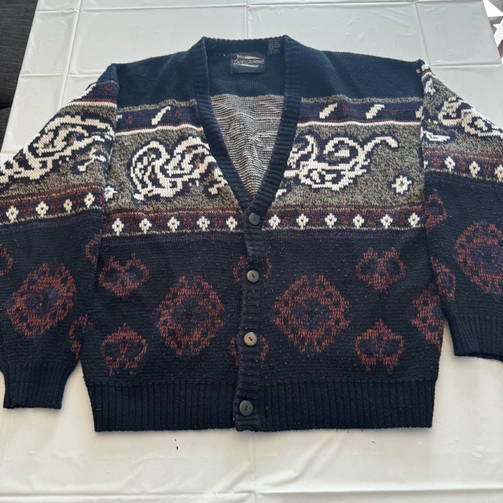 Expressions Black and Red Knit Cardigan